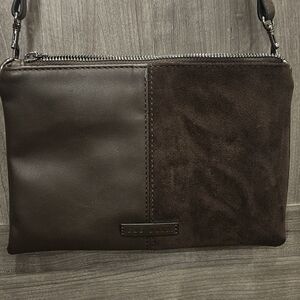 Rae Dunn Brown Leather and Suede Crossbody Bag